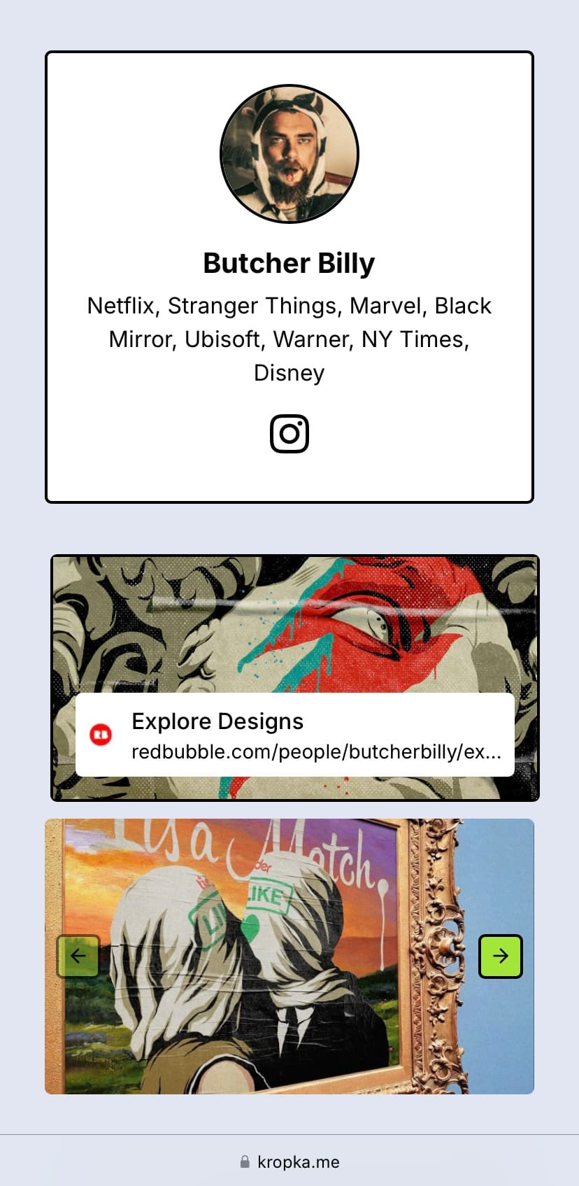 Пример страницы для креаторов